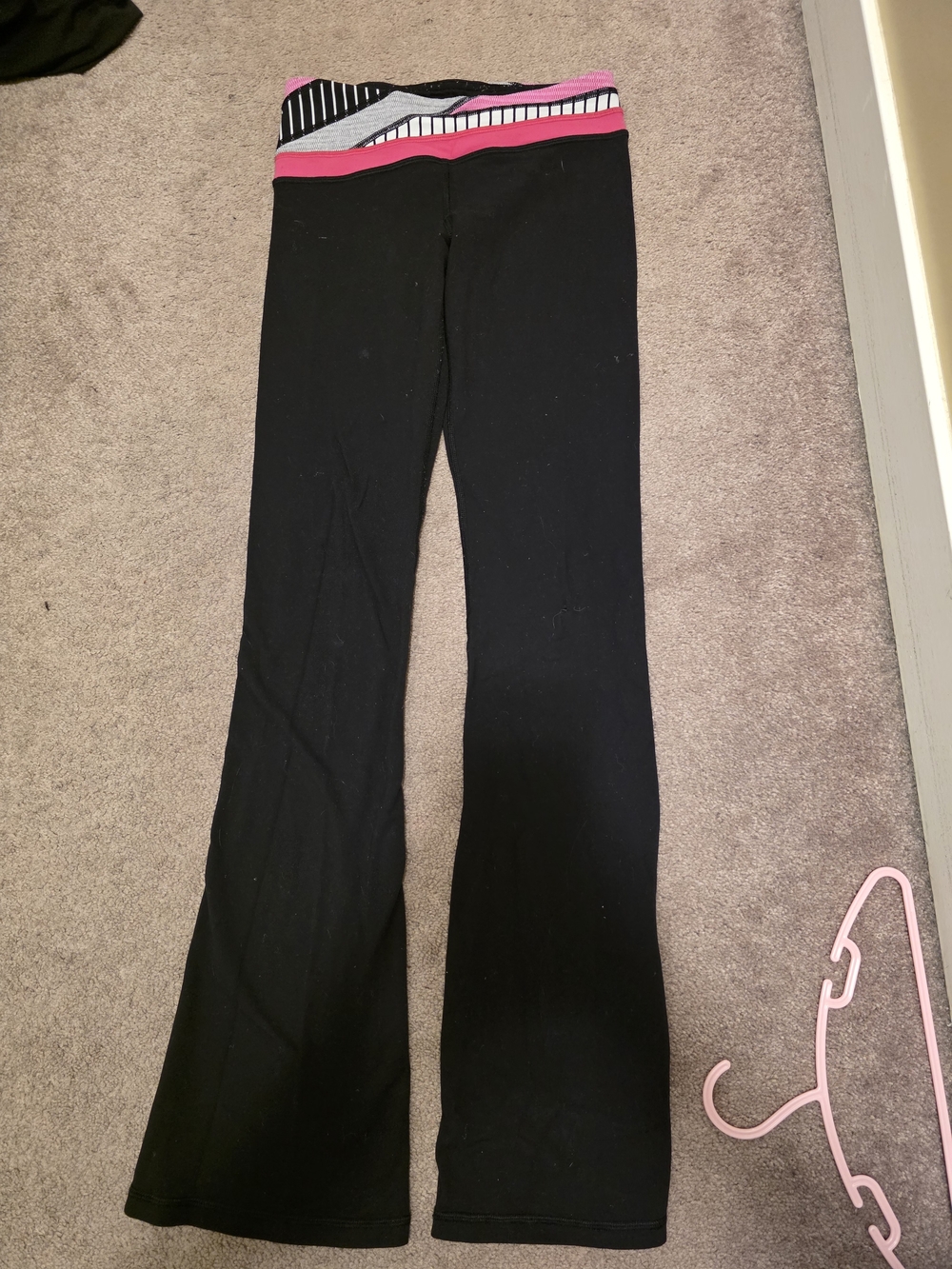 Ivivva Black Yoga Flare Pants with Pink Accent Waistband